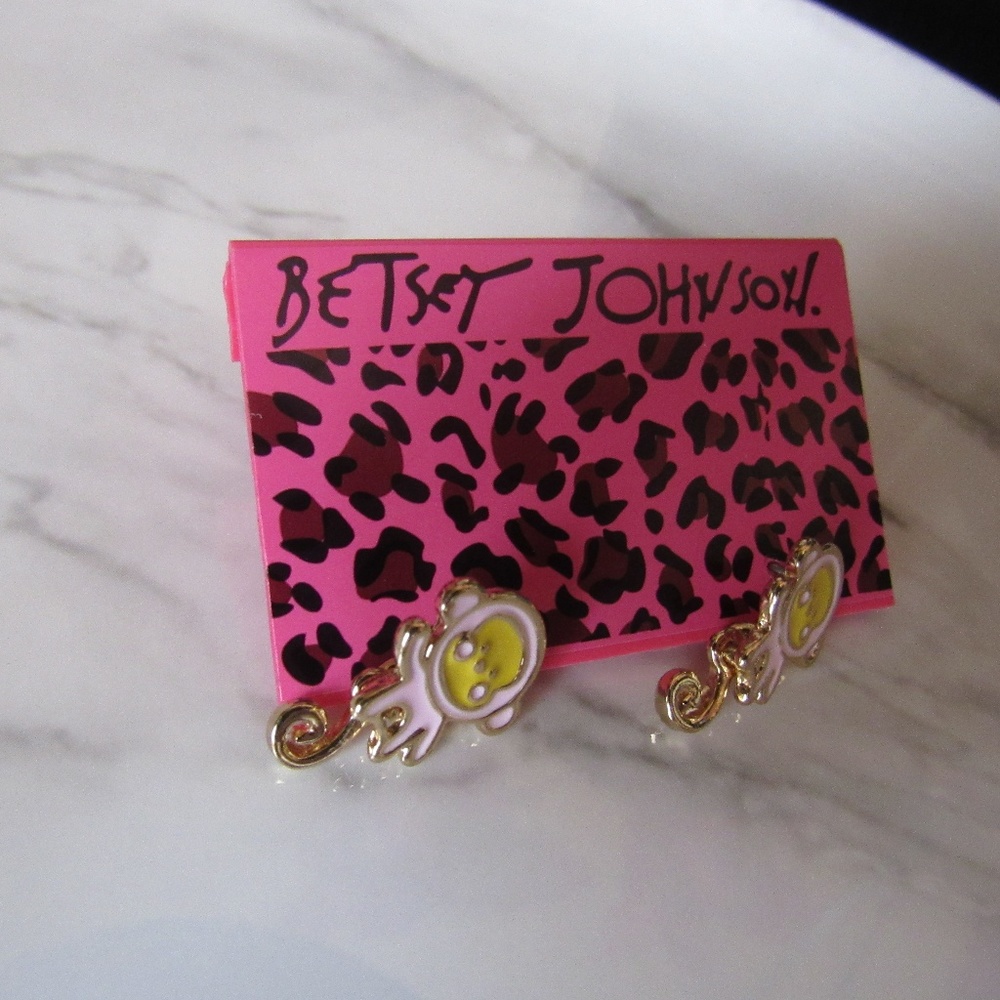 Betsey Johnson Pink Little Monkey Earrings - Picture 2 of 8